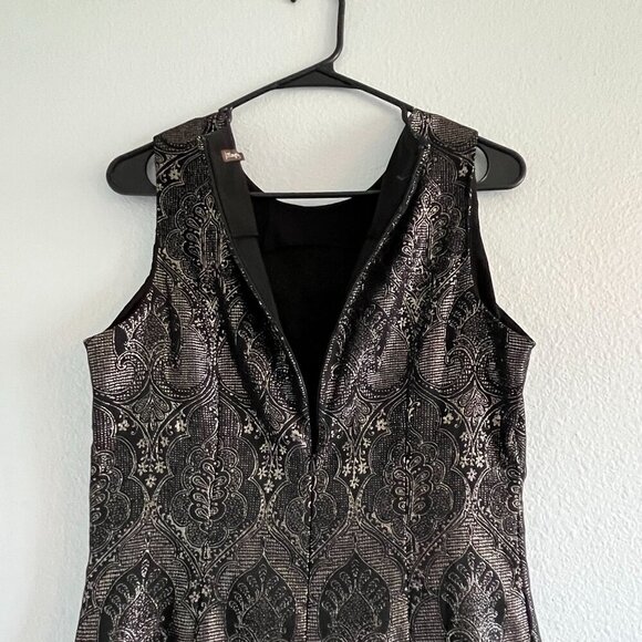 J McLaughlin Belinda Sheath Dress Zahara Jacquard Metallic Sleeveless Black 6‎ - Picture 9 of 11